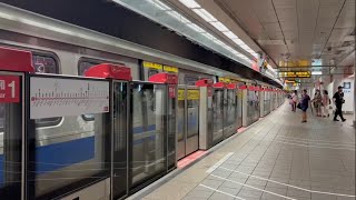 104次經由R淡水信義線開往淡水的台北捷運C301型車號007/008推進器改裝車離開台北車站，本片由@Shsj-g6p贊助