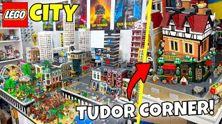 Placing the NEW LEGO Tudor Corner Modular in my LEGO City!