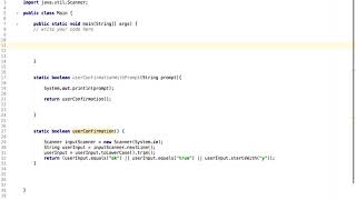 User friendly boolean with prompt (Java method with parameter) task walkthrough