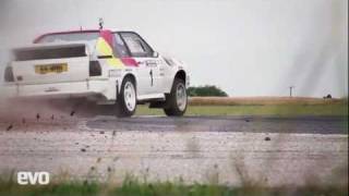 Quick movie of a flame-spitting Audi quattro S1 on the limit