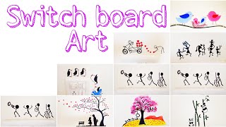 12+ best Switch board Art | wall painting | switch board creative wall art | diy wall painting