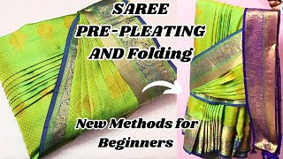 SAREE PRE-PLEATING & NEW FOLDING METHODS FOR BEGINNERS ✅step by step in Tamil#trending#sareedreaping