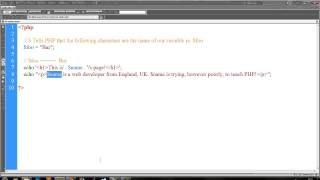 PHP The Basics Tutorial 1 - Variables
