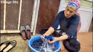 How to prepare and bake Berber traditionalTandoori bread and perform daily tasks by a village mother