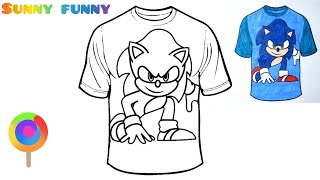 Sonic T-Shirt Coloring Pages / How To Draw Sonic T-Shirt