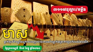 តម្លៃហាងឆេងមាសពិភពលោក ធ្លាក់ចុះ នៅថ្ងៃទី19/12/24