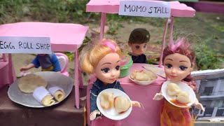 Doll Went To Eat City Street Food || রিয়া আর ঈশা গেল শহরের স্ট্রিট ফুড খেতে || Puppet Show ||