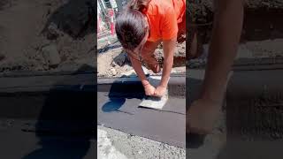 Hand kerb #concrete #construction #femaleconcreter #fyp #kerb #satisfaction