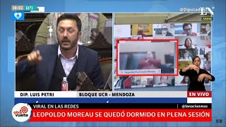 El diputado Leopoldo Moreau se quedó dormido en plena sesión y fue viral en las redes sociales