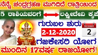 ನೆನ್ನೆ ಚಂದ್ರಗ್ರಹಣ ಮುಗಿದಿದೆ ಇಂದಿನ ರಾತ್ರಿಯಿಂದ 5ರಾಶಿಗೆ ಗಜಕೇಸರಿ ಯೋಗ ನಿಮ್ಮ ಜೀವನವೇ ಬದಲು!2-12-2020