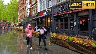 London Rain Walk on May The 17th| More Lockdown relaxations| Central London Rain Tour [4k HDR]