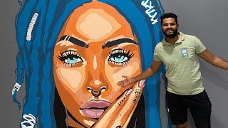 رسمت اكبر رسمه ممكن تشوفوها علي الحائط 😳