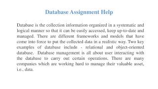 Database Assignment Help assignmentscholar