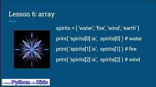 Learn Python with Kids - Lesson 6: Array