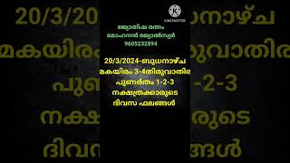 മകയിരം 3-4തിരുവാതിര പുണർതം 1-2-3നക്ഷത്രക്കാരുടെ ബുധനാഴ്ച ദിവസത്തെ ഫലങ്ങൾ