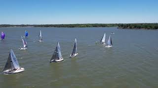 j24 Nationals 2022 downwind mark race two, Day one.  DJI drone footage