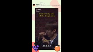 [Seventeen] Being extra in Going Seventeen orange grape game🍊🍇 They played it so funny until I..😂