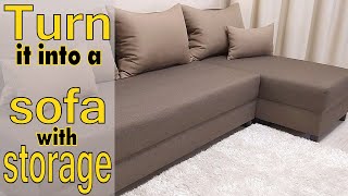 Turn an Ordinary Sofa into a Sofa with Storage | No Power Tools | IKEA SKUBB & JYSK HAMPEN Sofa Bed