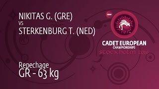 Repechage GR - 63 kg: G. NIKITAS (GRE) df. T. STERKENBURG (NED) by TF, 12-4