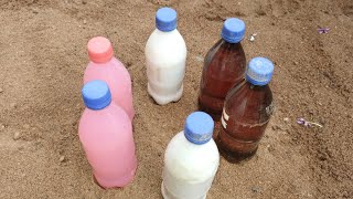 How do play village children hide empty bottles in the sand ? || Village game ||