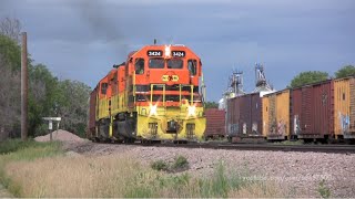 Pipe Train on the Rapid City, Pierre and Eastern Railroad with two SD40-2s -RCPE PRC Sub and drones-