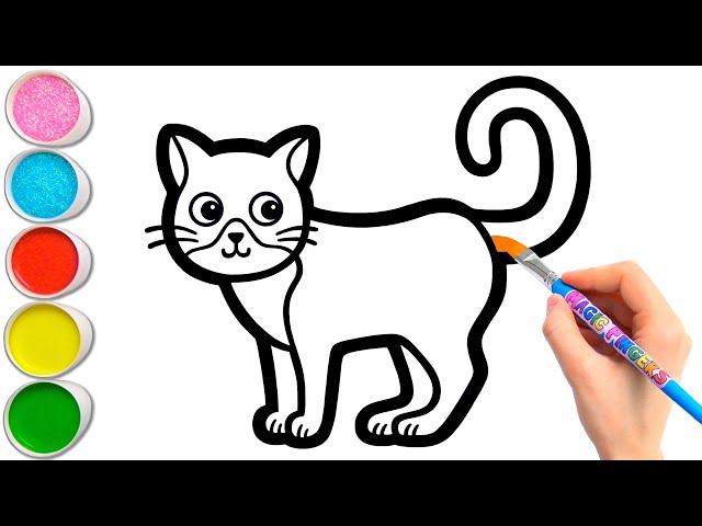 Kucing Dan Anak Kucing Menggambar Melukis Mewarnai Untuk Anak