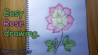 How to draw a rose step by step | Rose drawing easy