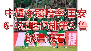 中超夺冠赔率:国安6-3狂胜仍排第3 鲁能遭低看