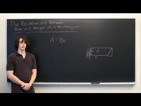 How does the length of the base of the parallelogram relate to the length of the base of the rectangle?