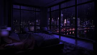 Relaxing Rain: Cityscape Soundscape in the Dark Bedroom for Ultimate Calm