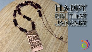 Happy Birthday January! Hand Forged Pendant with Garnet and Sunstone!