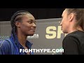 claressa shields flexes on ice cream eating ivana habazin during weigh in u0026 final face off