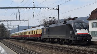 TEE Rheingold con ES 64 U2 e molto altro - traffico ferroviario a Sissach 24.3.2016