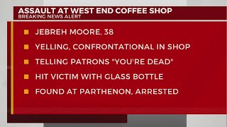 Man attacked with glass bottle at West End coffee shop