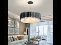 Black modern chandelier lighting living room round crystal lamp large home decoration luxury