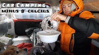 Freezing -8 degrees celsius Car Camping with 2 dogs | No Heater |