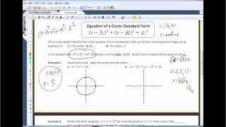 Math 1050 Sec. 2.4 - Circles (from old textbook and different course)