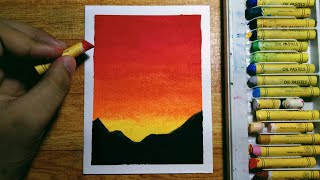 Easy Oil Pastel Sunset Drawing for Beginners | Step-by-Step Tutorial