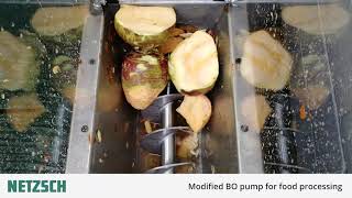 NETZSCH Pumps UK: Hopper-mounted BO pump processing halved swedes