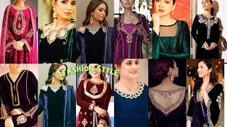 Most Beautiful Neck Designs For Velvet Suit ||  Velvet Kurti Neck Design |Velvet Dress|#fashionstyle