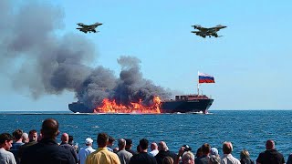 Today! Ukrainian F-16 pilot drops 7-ton bomb on Russian cargo ship carrying ammunition