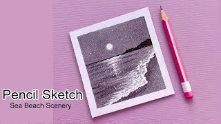 Pencil Sketch for beginners -  Step by step  sea beach scenery drawing