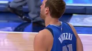 DIRK NOWITZKI CRIES AS THE DALLAS MAVERICKS PLAY A TRIBUTE VIDEO FOR HIM