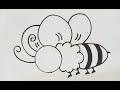 Cute Simple Honey Bee Drawing for Beginners | Honey bee drawing easy step by step | Cute Simple Bee