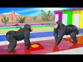 long slide game with elephant gorilla buffalo hippopotamus tiger 3d animal game funny 3d animals