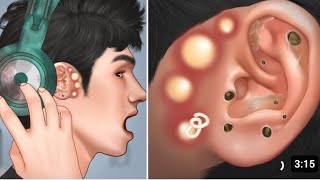 ASMR Pimple blackhead and sebaceous cyst removal for gamer | Massage ear - Tingle animation