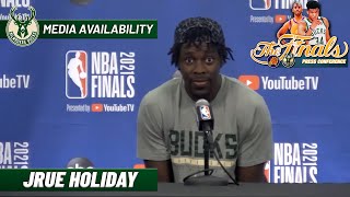 Jrue Holiday Practice Interview •  #NBAFinals Media Day