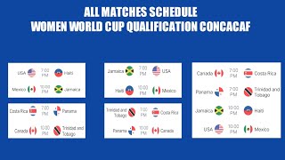 ALL MATCHES SCHEDULE WOMEN WORLD CUP QUALIFICATION CONCACAF 2022