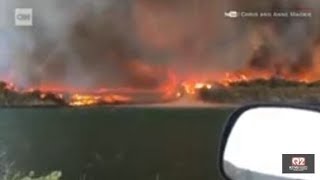 Firenado turns into a giant water spout