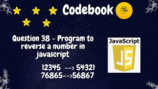 javascript program to reverse a number -38 | codebook | #codebook #javascript